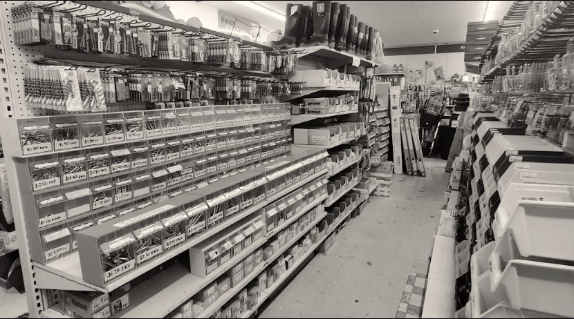 Aisle of the retail hardware store Jeremiah ran for 15 years